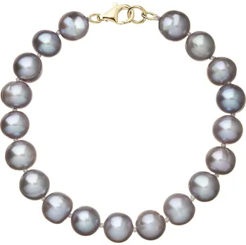 Náramek Evolution Group s.r.o. Perlový náramek z říčních perel se zapínáním ze 14 karátového zlata 923010.3 grey Záponky: Zlatá 9260A