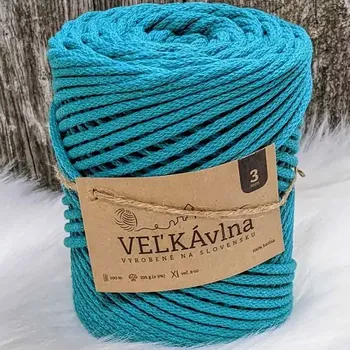 Příze Velká vlna Špagát 3mm Tyrkysová (Špagátová příze 3mm Orchidea tyrkysová)