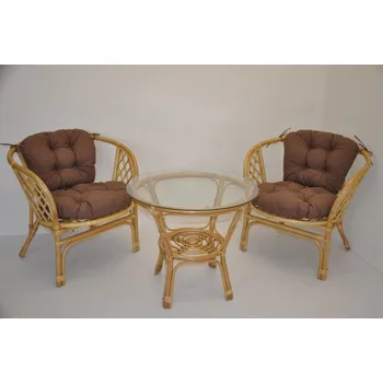 Zahradní sestava Ratanová sedací souprava Bahama malá medová polstry hnědý melír SLEVA 7 % | RYCHLÉ DODÁNÍ