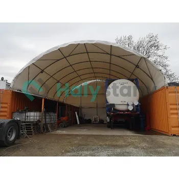 Zahradní stan Přístřešek na kontejnery 10x12m se zadní stěnou - zelený