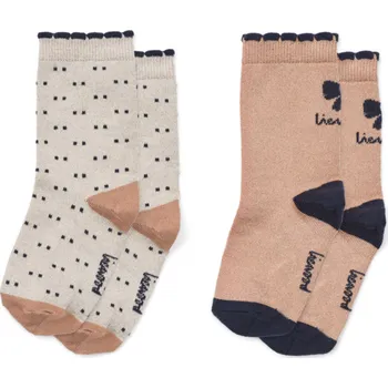 Dámské ponožky LIEWOOD Set bavlněných ponožek Azenore - Bow Tuscany rose / Double dots mix Velikost: 19-21