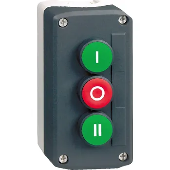 vypínač Schneider Electric XALD339 Ovládací skříň třítlačítková, 3 lícuj., 2 Z - zelená, 1 V - červená