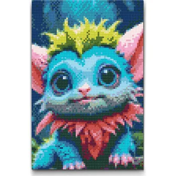 Diamantové malování Diamantové malování - Roztomilá příšerka z bájného lesa 2 Velikost: 20x30cm, Rámování: Pouze srolované plátno, Diamanty: Čtvercové
