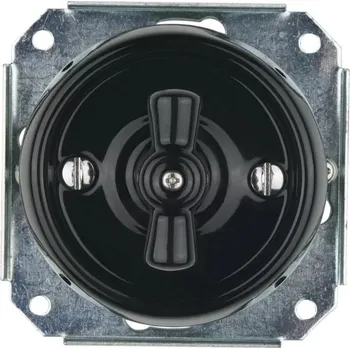 vypínač Keramický otočný vypínač, č. 5, černý - bez rámečku