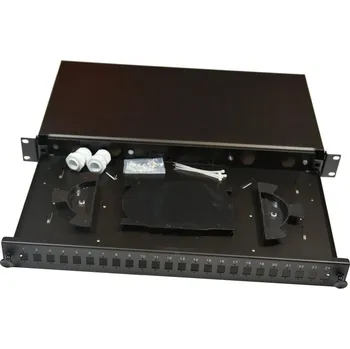 Rozvaděč Optická vana výsuvná 1U, 24x SC simplex (24x LC duplex, 24x E2000) s kazetou pro 24 svarů, černá OPVANA24SC-OK