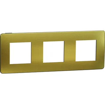 Schneider Electric NU280662M Unica Studio Metal - Krycí rámeček trojnásobný, Gold/Černý