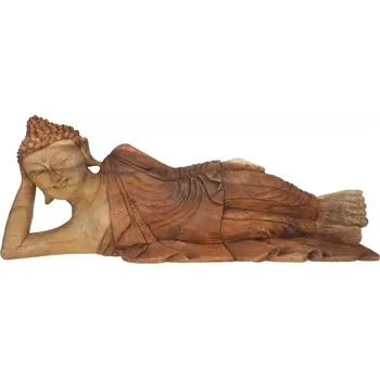 Soška Buddha dřevo 55 cm ležící