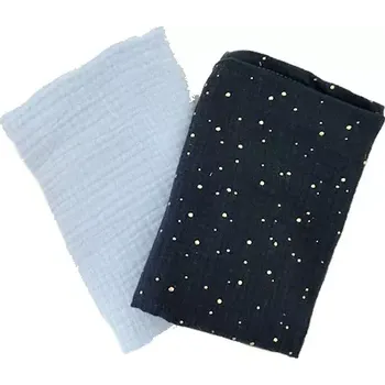 Dětské mušelínové pleny sada modrá se zlatými tečkami