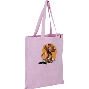 Nákupní taška Taška s potiskem - kreslený ohař - Světle růžová