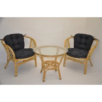 Zahradní sestava Axin Trading s.r.o. Ratanová sedací souprava Bahama malá medová polstry tmavě šedý melír Axin Trading s.r.o.