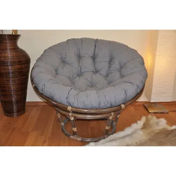 Papasan Axin Trading1 Ratanový papasan 110 cm hnědý polstr šedý melír