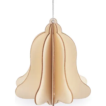 Vánoční dekorace Vánoční dřevěné ozdoby skládací baňka, zvonek, anděl, barva 3 přírodní zvonek