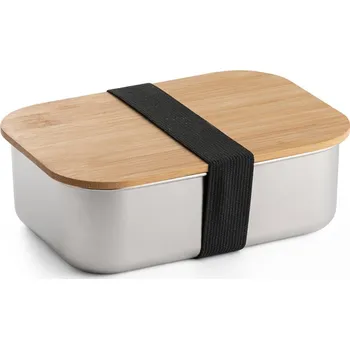 Svačinový box SHINO. Obědová krabička. Obědový box z nerezové oceli s bambusovým vík