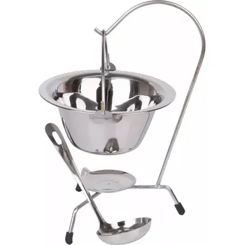 Outdoor vaření Servírovací set PERFEKT HOME 0,8 L nerezový (nerezový kotlík na guláš s naběračkou na nerezovém stojánku)