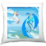 Polštář saténový s potiskem Přátelství draka a jednorožce - Polštář