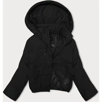 Krátká černá dámská bunda pro přechodné období s odepínací kapucí J Style (16M9088-392) odstíny černé XL (42)