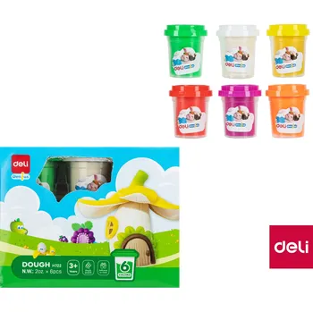 Modelovací hmota Plastelína měkká kelímek s vůní 6 barev DELI EH722