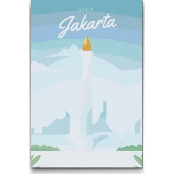 Malování podle čísel - Jakarta, Indonesie Velikost: 40x60cm, Rámování: Pouze srolované plátno