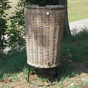 Květináč RATANOVÝ SUD na dešťovou vodu JEROEN, Gray, 200 L (Van der Leeden® )