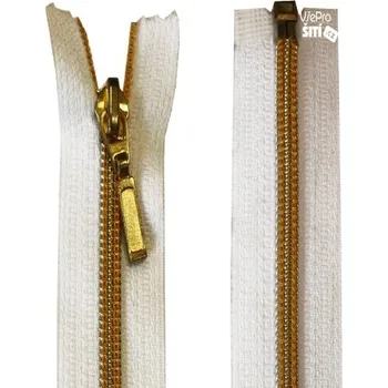 Zip zip BÍLÝ/spirala ZLATÁ 70 cm 5630XX - Zlatá, 80cm