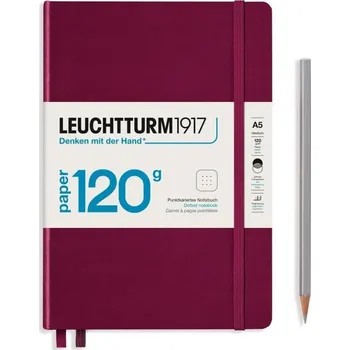 Blok Leuchtturm1917 Zápisník 120G Port Red A5 tečkovaný