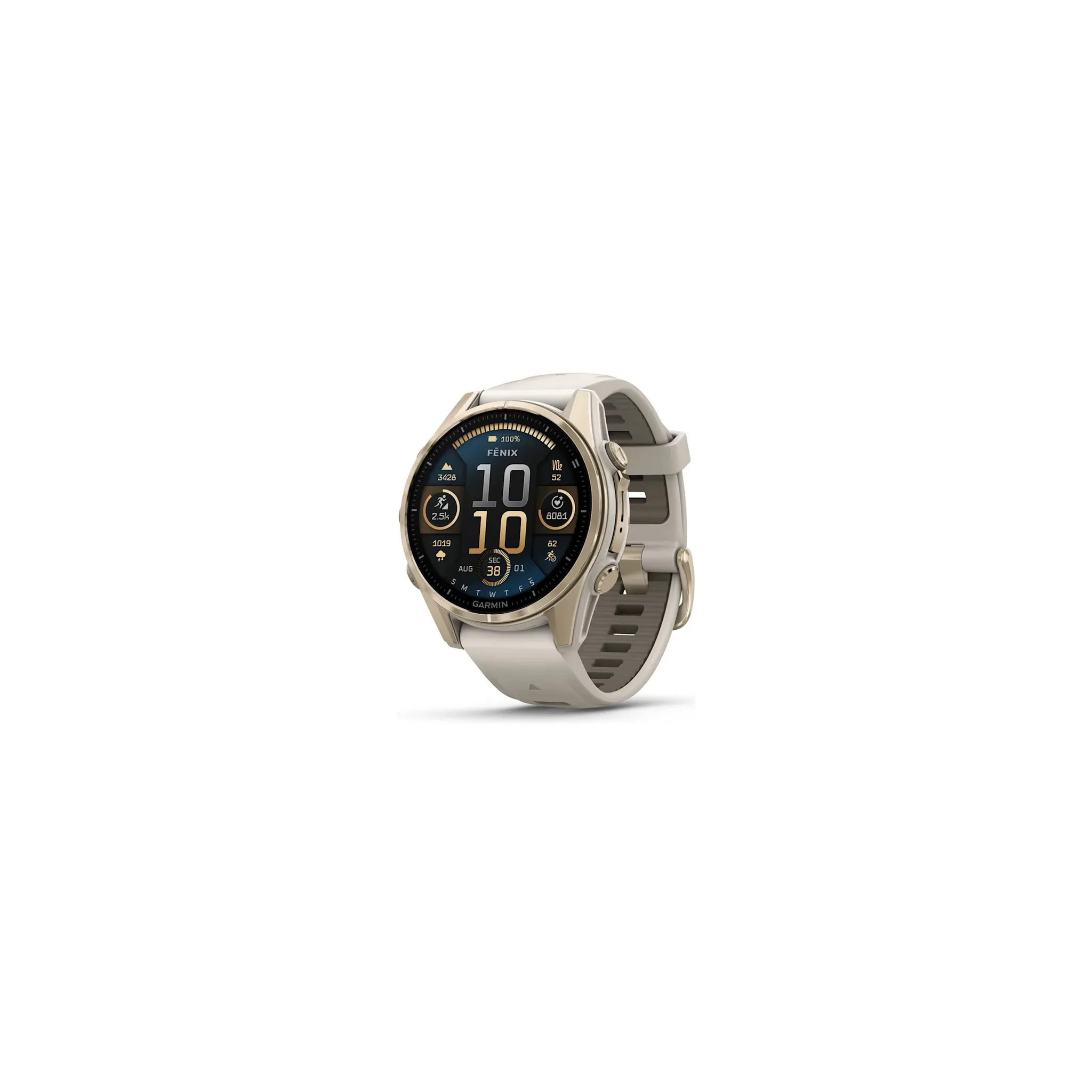 Fotografie 1 - Chytré hodinky Garmin fēnix 8 43 mm AMOLED Sapphire Soft Gold Fog Gray Silicone Band