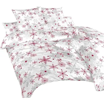 Povlečení DADKA VRACOV Vločky šedé 140 x 200, 90 x 70 cm zipový uzávěr