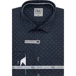 Pánská košile AMJ z lyocellu, tmavě modrá s bílými čárkami, VDSER1424, dlouhý rukáv, slim-fit, vel. 37
