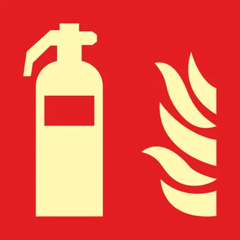 Hasicí přístroj - symbol ISO 7010 fotoluminiscenční fotoluminscenční samolepka 100 x 100 mm
