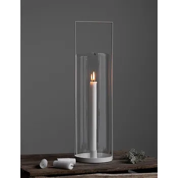 Svícen STOREFACTORY Skleněná lucerna v kovovém stojanu KVARNVIK L 15x50cm bílá