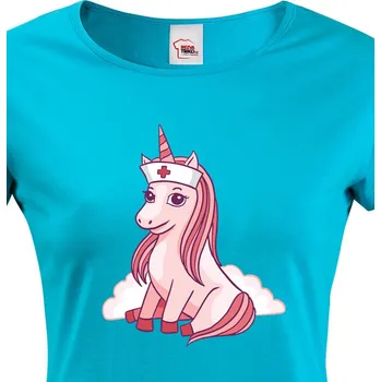 Dámské tričko Dámské tričko Unicorn nurse, Barva Modrá, Velikost S, Canvas Dámské tričko s krátkým rukávem Bezvatriko.cz 2712