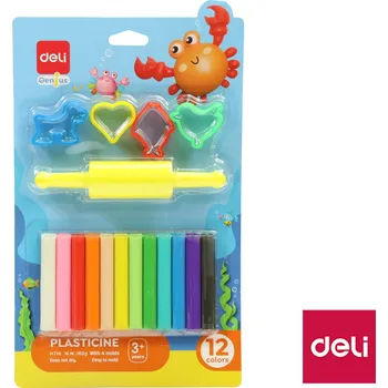 Modelovací hmota Plastelína měkká 12 barev DELI EH716