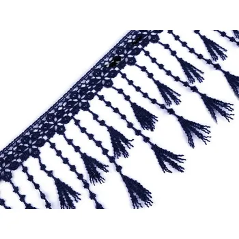 Krajka Vzdušná krajka s třásněmi šíře 12 cm METRÁŽ - 2 modrá berlínská