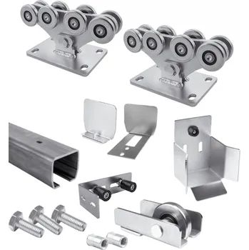 CAIS Sada samonosné posuvné brány 95x86x5 do šířky průjezdu 4,5 m, perforovaný Fe profil KIT DEMO MBE 03