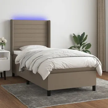 Postel vidaXL Box spring postel s matrací a LED 80 x 200 cm textil [3138354] Barva: taupe