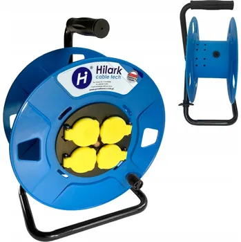 Napájecí kabel Prodlužovací kabel bubnový Hilark 0 m, 4 ks zásuvek, modrý