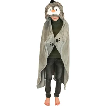 Dětská deka Cozy Noxxiez deka s kapucí a kapsami - Tučňák