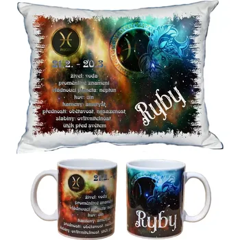 Dekorativní polštářek Znamení Ryby dárkový set (ZNAMENÍ ZVĚROKRUHU)