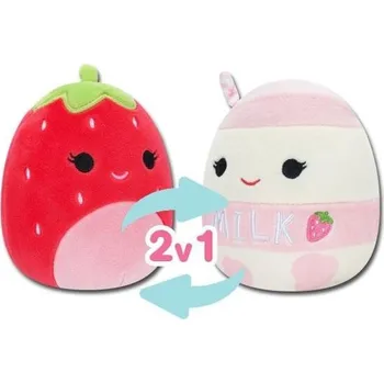 Hračka Squishmallows 2v1 - jahoda Scarlet a jahodové mléko Amelie 13 cm
