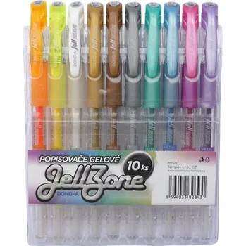 Popisovač gelový Jell zone 10ks (7met.+1past.+2)