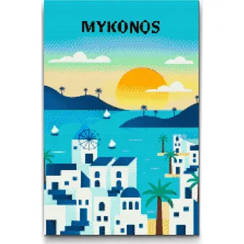 Diamantové malování Diamantové malování - Mykonos, Řecko Velikost: 40x60cm, Rámování: Pouze srolované plátno, Diamanty: Čtvercové
