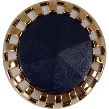 Knoflík Knoflík dámský DILL 320338 TMAVĚ MODRÝ/ZLATÝ KOVOVÝ - Zlatomodrý, 15mm