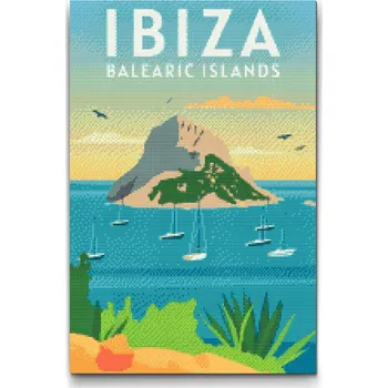 Diamantové malování Diamantové malování - Ibiza, Baleárské ostrovy Velikost: 40x60cm, Rámování: Pouze srolované plátno, Diamanty: Čtvercové