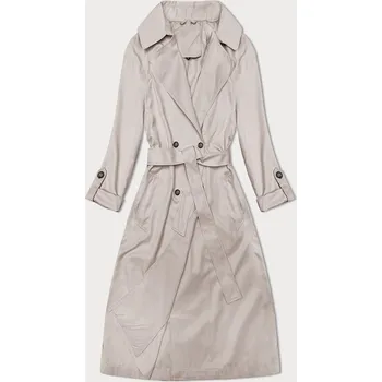 Dámský kabát Světle béžový jednoduchý kabát s ohrnutými rukávy (1818#-62) odstíny béžové XL (42)