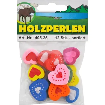 Výtvarná sada Dřevěná srdce - různé vzory 12 ks