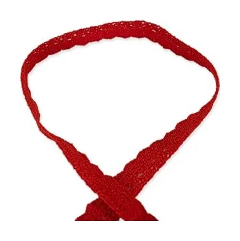 Stuha Krajka paličkovaná 15mm ČERVENÁ 73147 - Červená, 15mm