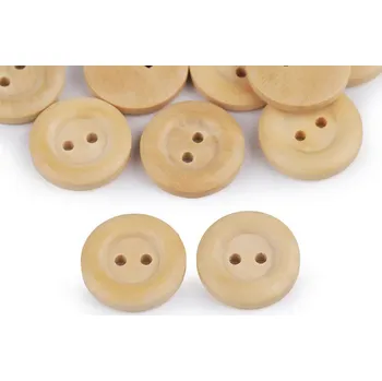 Knoflík Dřevěný knoflík dvoudírkový velikost 20", 24", 28", 30", 32" 10 kusů - 9. 30" přírodní sv.