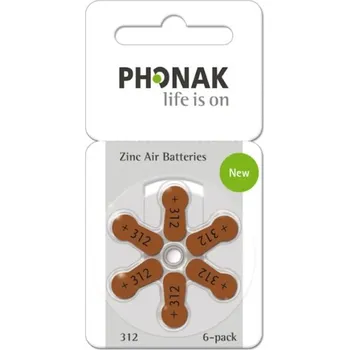 Článková baterie PHONAK 312 / PR41 značkové baterie do naslouchadel, blistr 6ks.