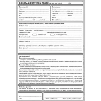 Tiskopis ASOPOL Dohoda o provedení práce do 300hod