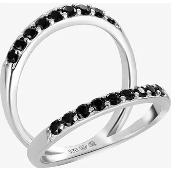 Módní doplněk Preciosa Be Charity stříbrný prsten Infinity, nekonečno s kubickou zirkonií Preciosa, černý Velikost prstenu: obvod 52 mm, průměr 16,6 mm